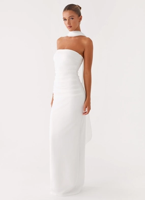 Versatile Comfort Knot-Detail Libra Maxi Dress - White