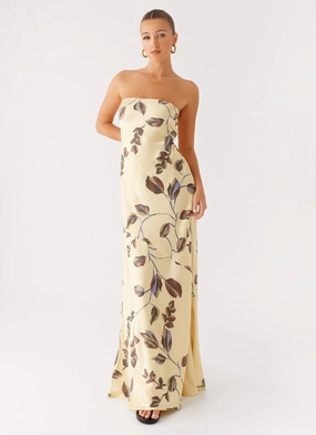 Alisa Strapless Maxi Dress - Buttercream Bliss Timeless Layering Shimmer-Finish