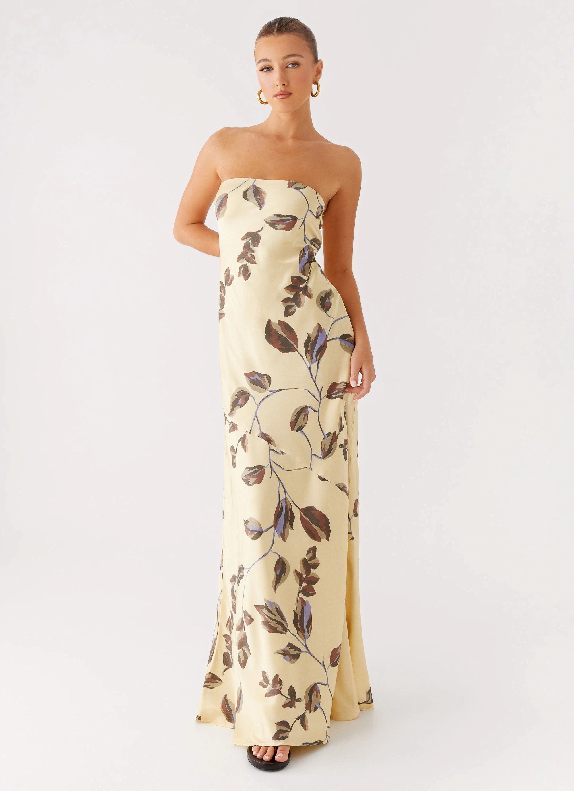 Alisa Strapless Maxi Dress - Buttercream Bliss Timeless Layering Shimmer-Finish