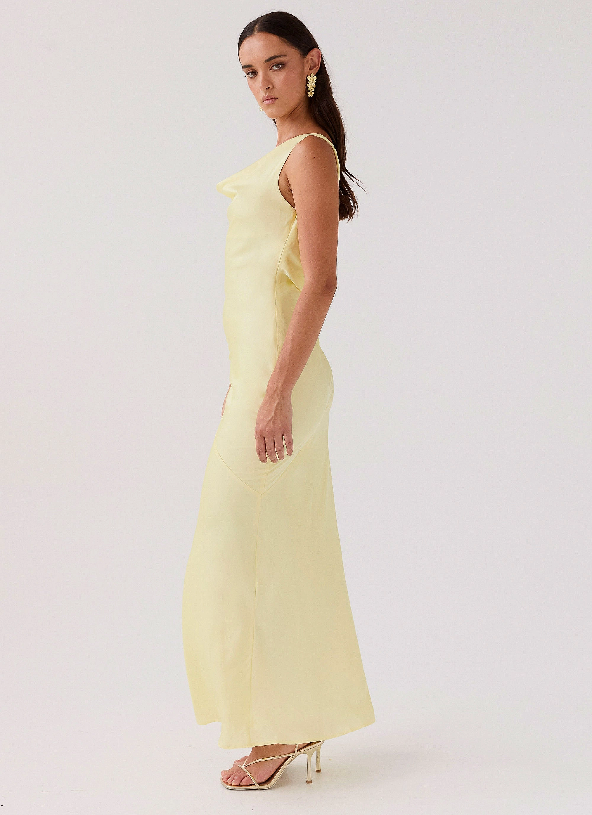 Fit Choice Quiet Mood Be Mine Satin Maxi Dress - Canary