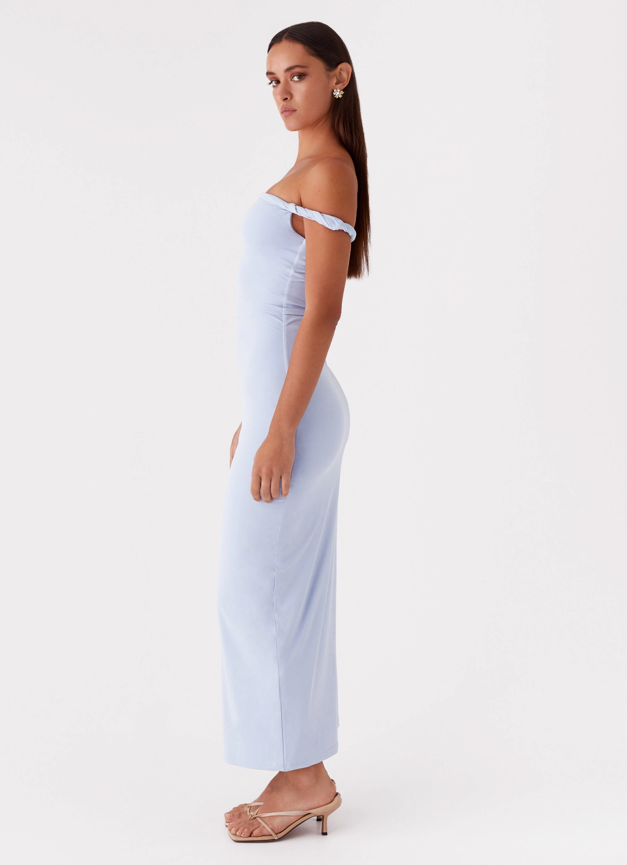 Arabella Twist Shoulder Maxi Dress - Blue Water-resistant
