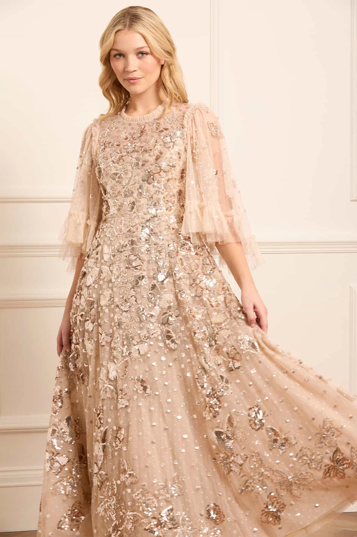 Contemporary Style Color Soft Papillon Ankle Gown