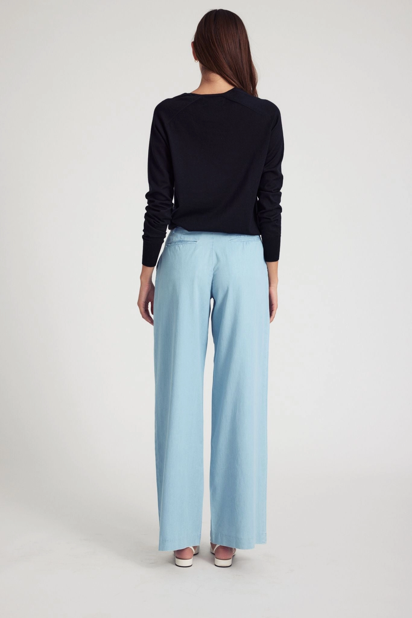 Sport Comfort Light Blue Chambray Pleated Trousers