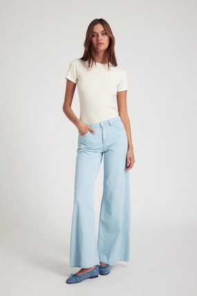 Reinforced Knees Sport Comfort Light Blue Chambray Wide Leg Pants