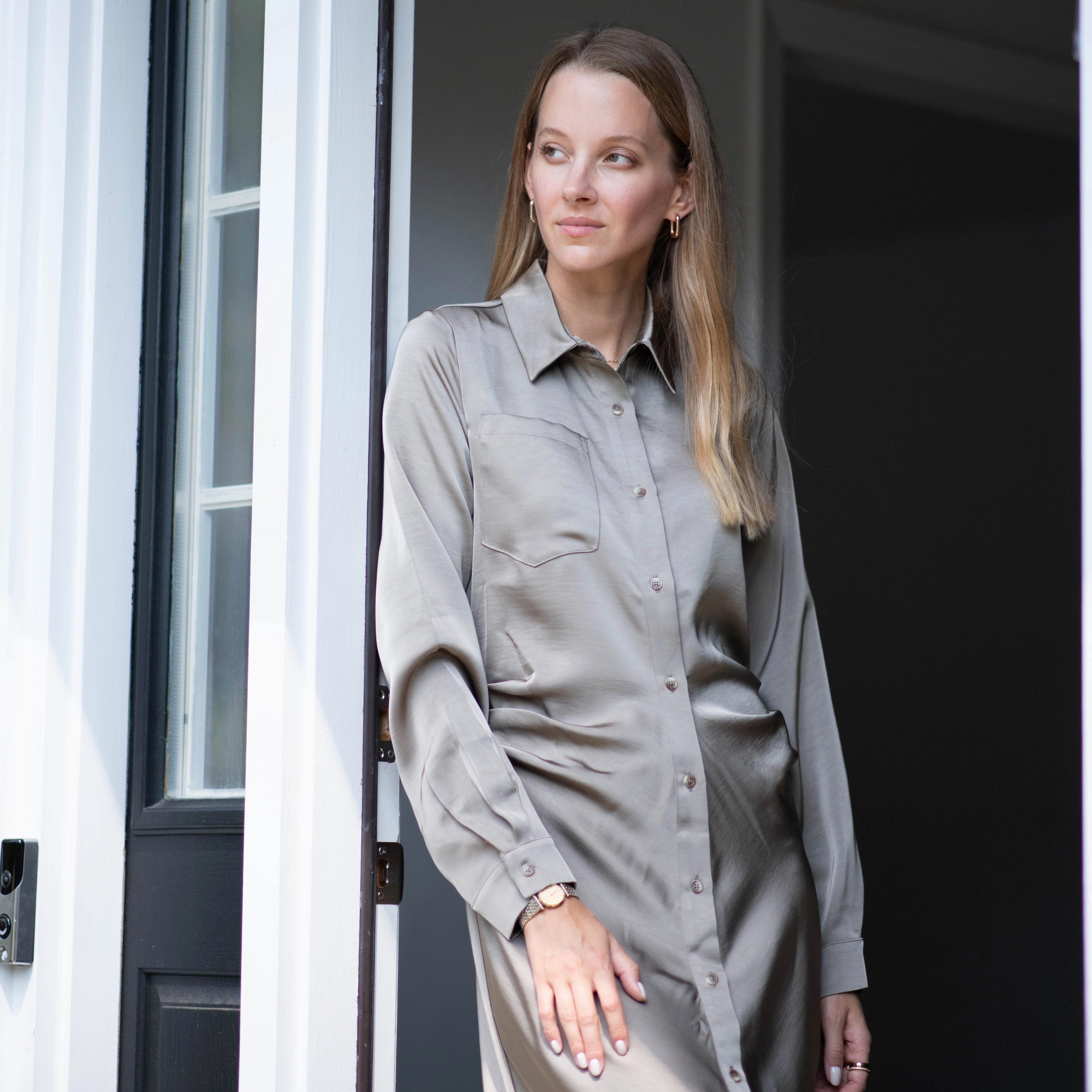 Jolie satin dress [Final Sale] Draped Fabric Autumn-Season