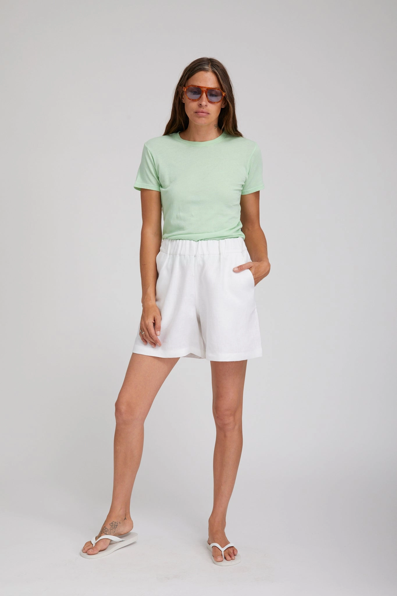Light Green Cotton Baby Tee HighNeckCut NonToxicCoating