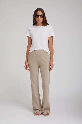Light Khaki Straight Leg Sweatpants Lightweight Thermal