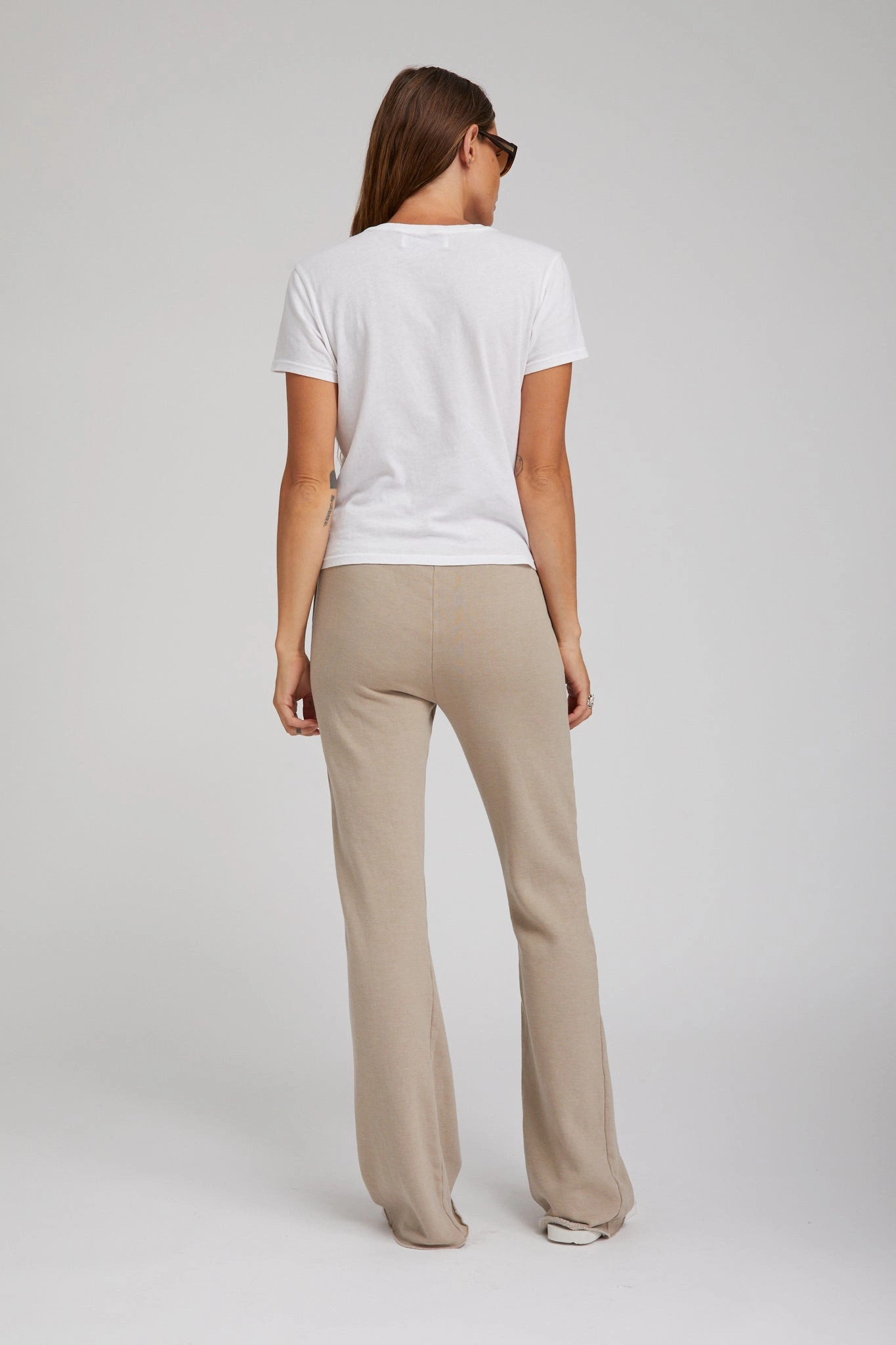 Light Khaki Straight Leg Sweatpants Ribbed Hem DurableReinforcement