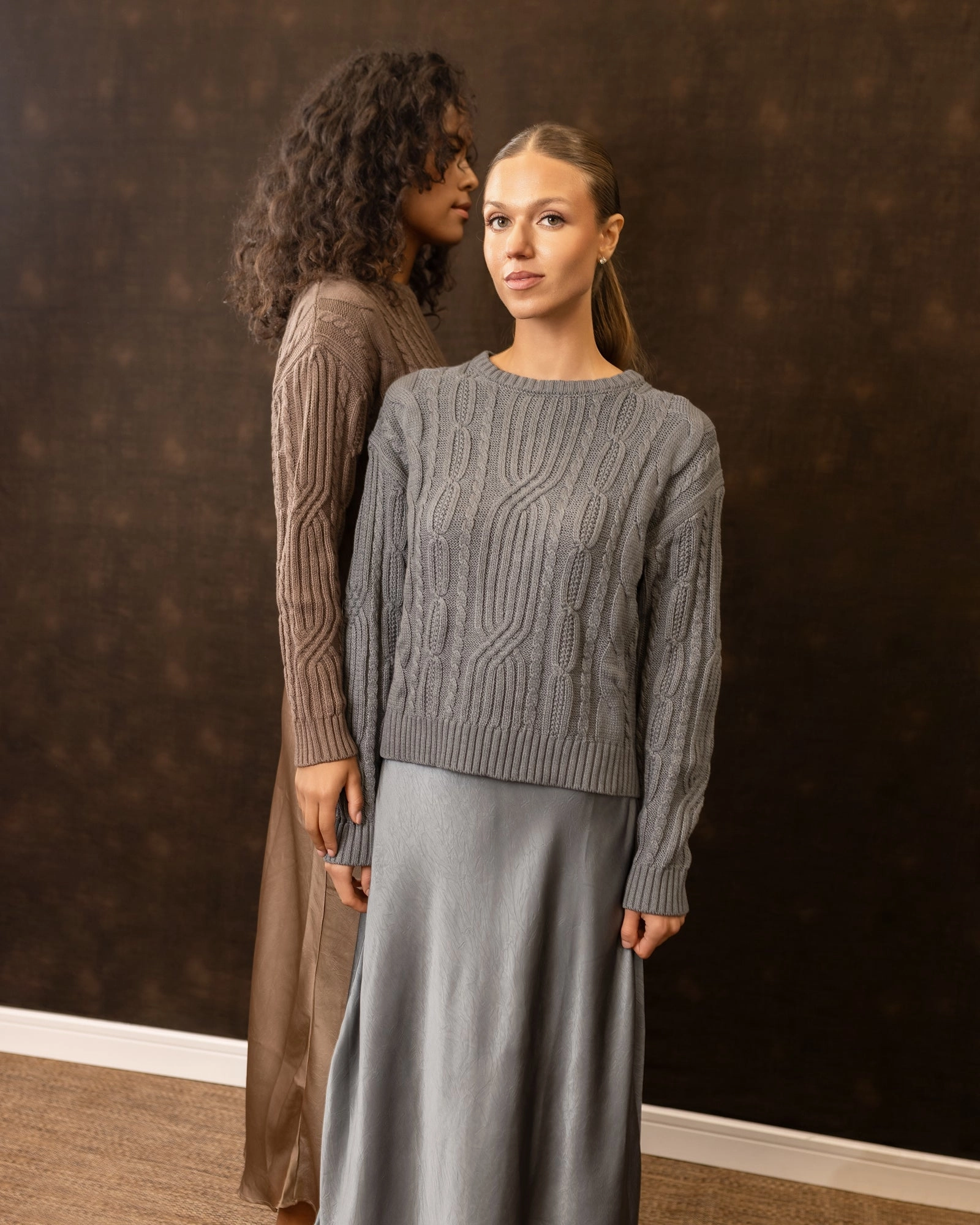 Smart Casual Crinkle Slip Skirt | Gray