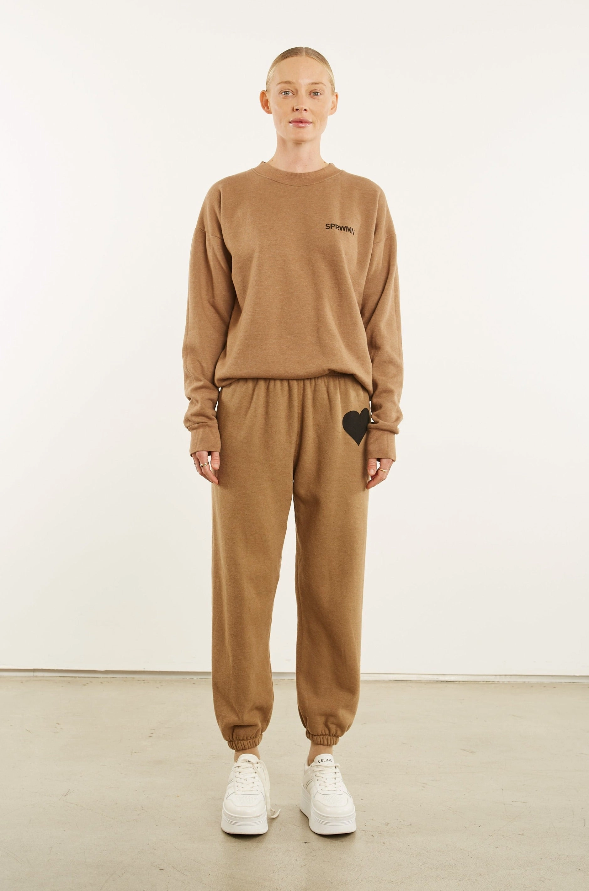 Flatlock Seam Design ElasticTrimming Camel Logo Sweatshirt