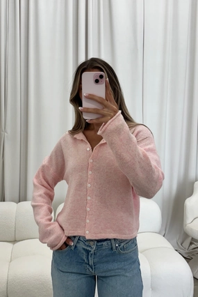 SnagFreeKnit Casual Tank Dani Classic Lightweight Button Down Cardigan Top in Sherbet