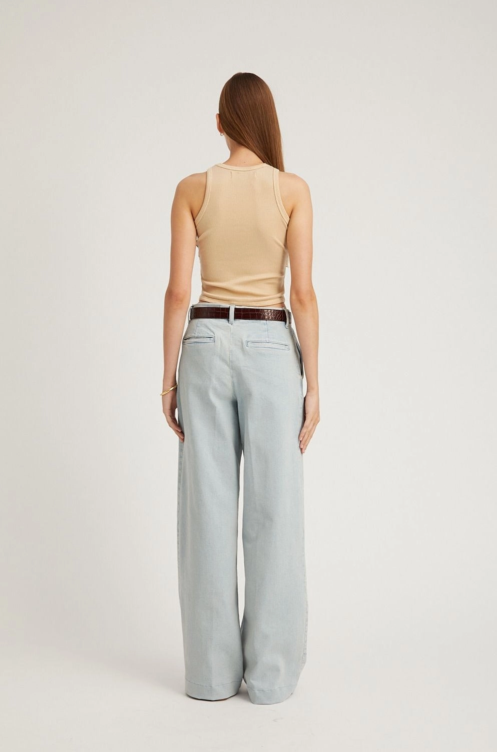 Bruni Denim Pleated Trousers Hidden Zipper Closure