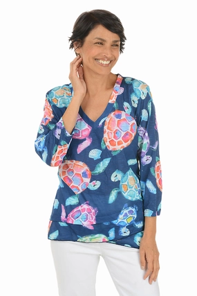 PolyesterBlend Chic Turtles Criss Cross Tunic