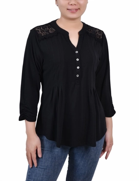 Rouched Sleeve Pintuck Top Light material Durable Weave