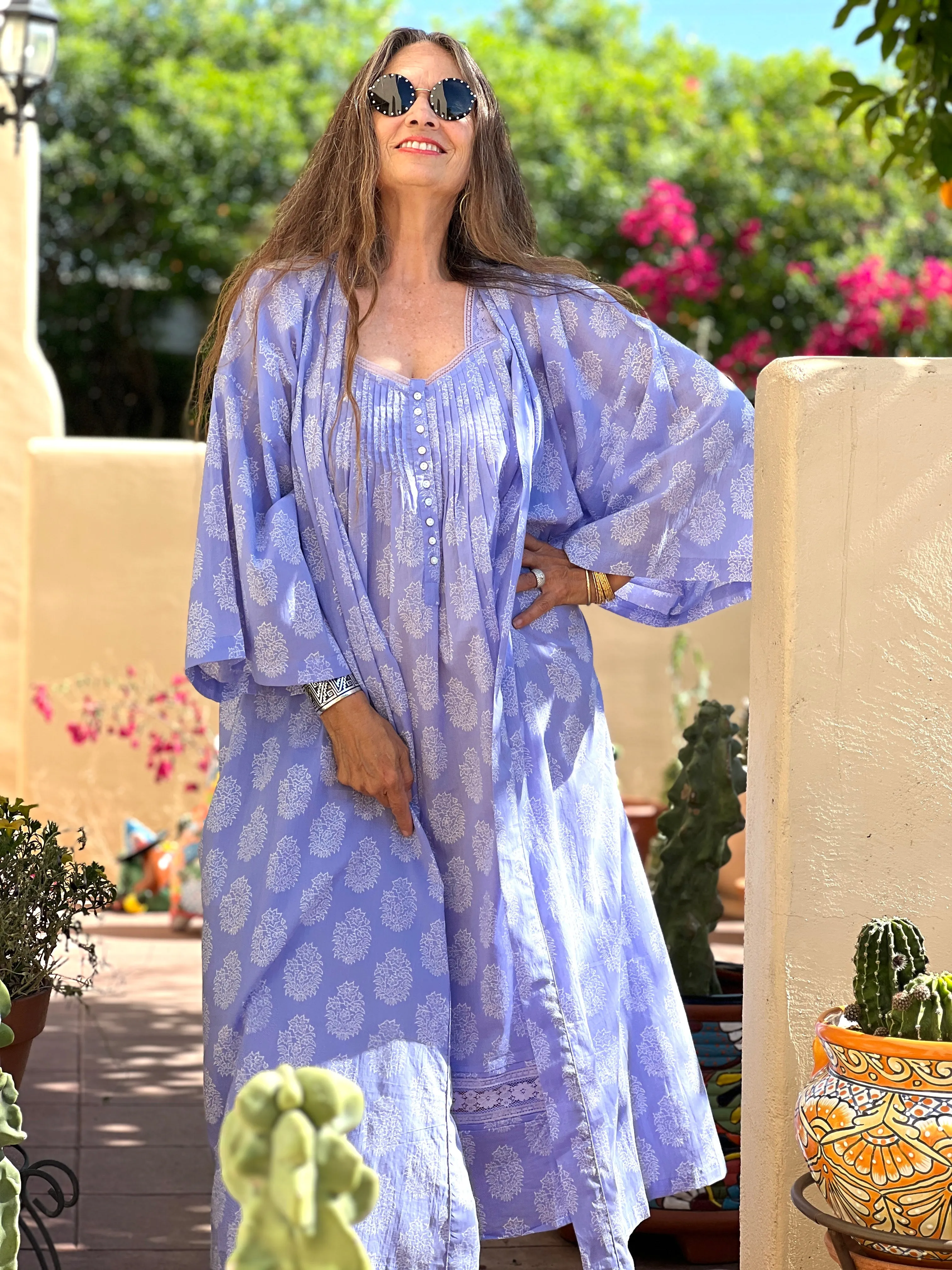 Lilac Amer Cotton Dress Robe