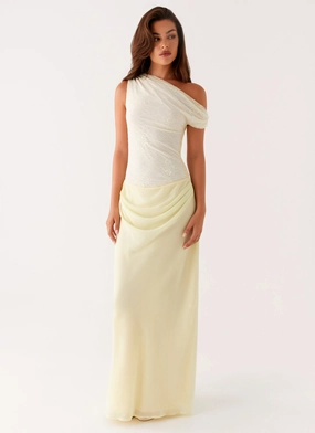 monochrome Holiday-Party Lili Maxi Dress - Yellow
