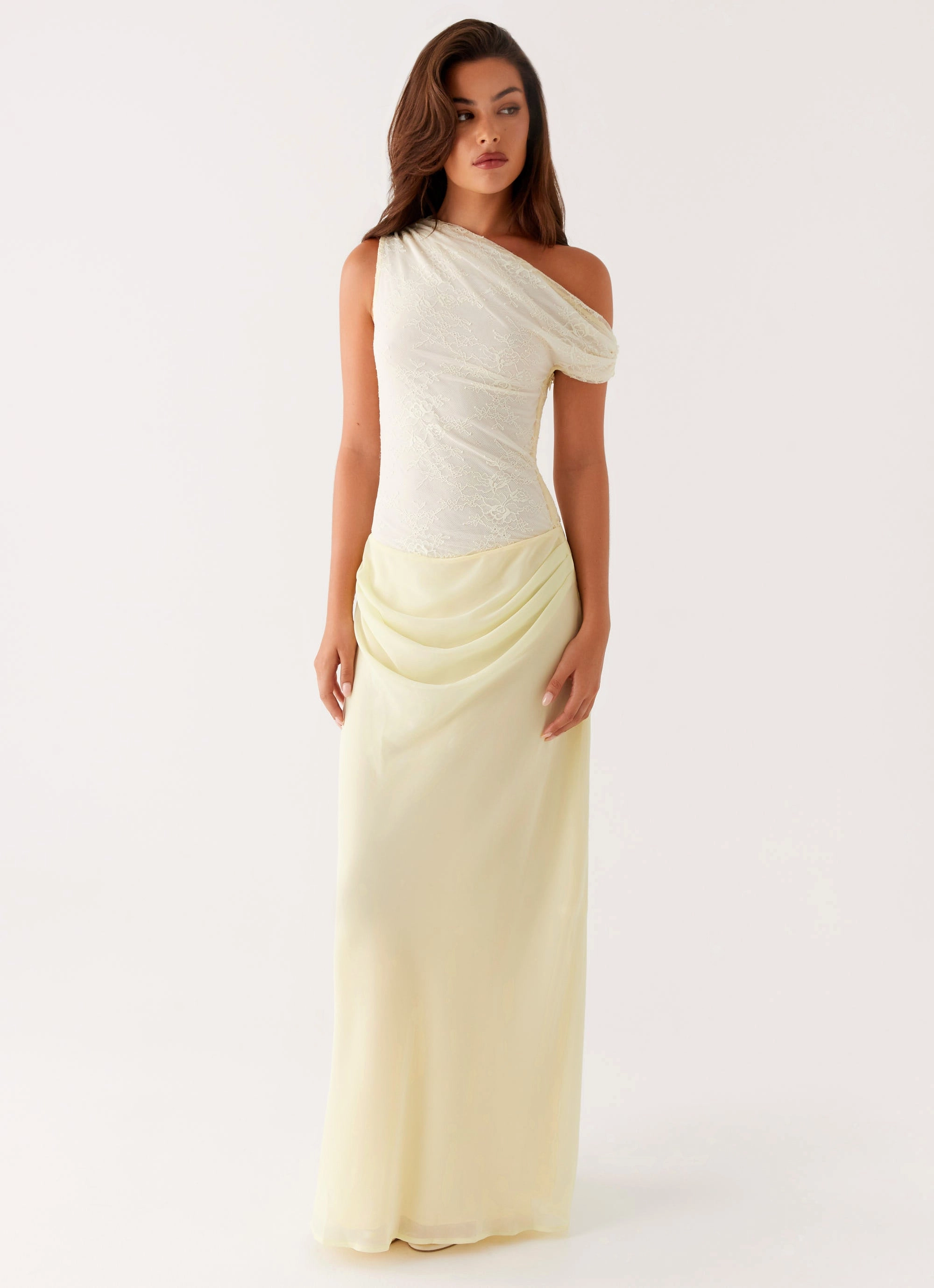 monochrome Holiday-Party Lili Maxi Dress - Yellow