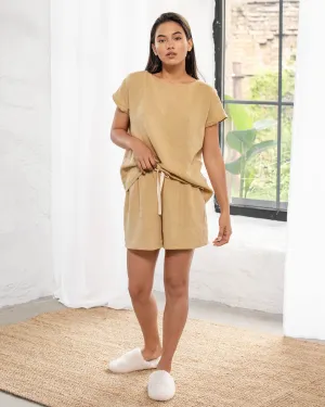 Linen pajama set Luni in Sandy beige