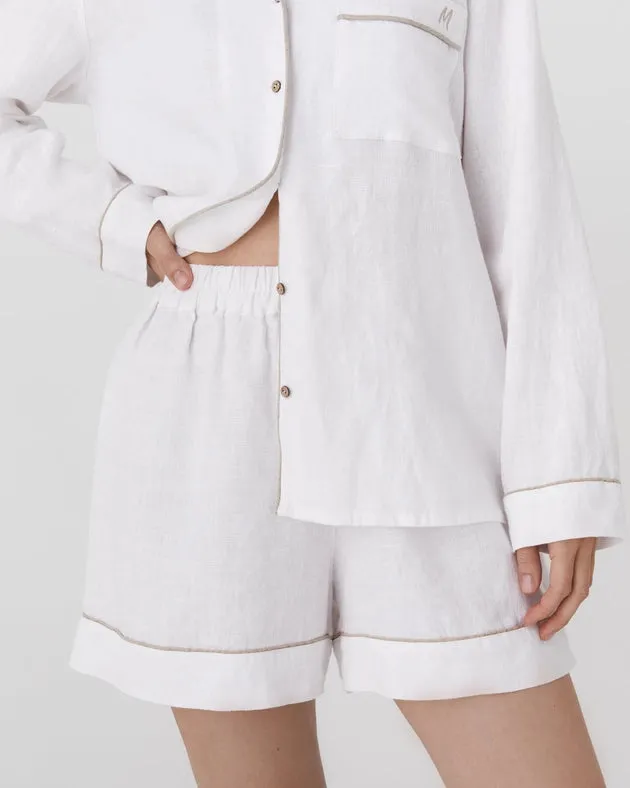 Linen Pajama Set Padua in White