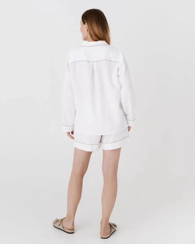Linen Pajama Set Padua in White
