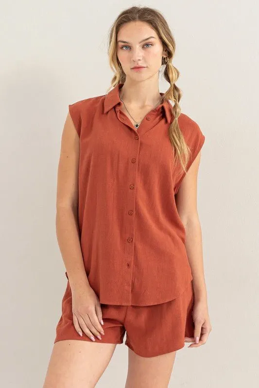 Linen Shorts Set