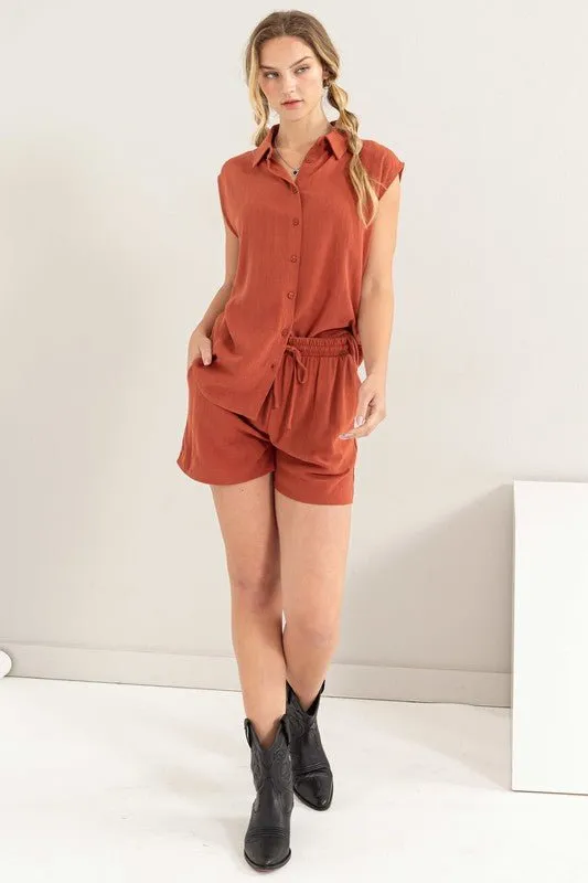 Linen Shorts Set
