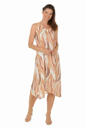 Everyday Comfort Wear Upgrade-Option Natural Waves Linen Tie Back Dress