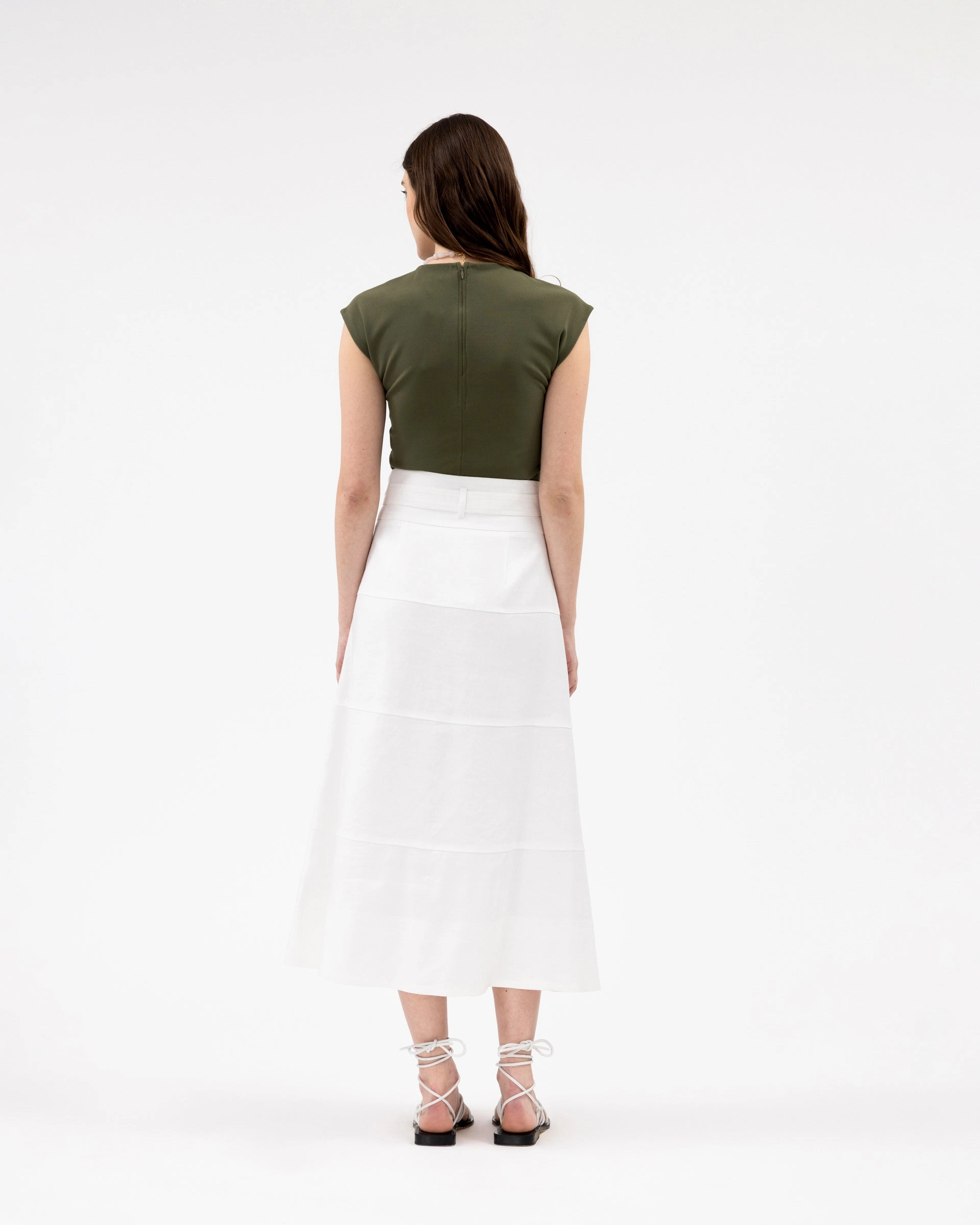 Odor Resistant Treatment Button front Linen Hudson Skirt