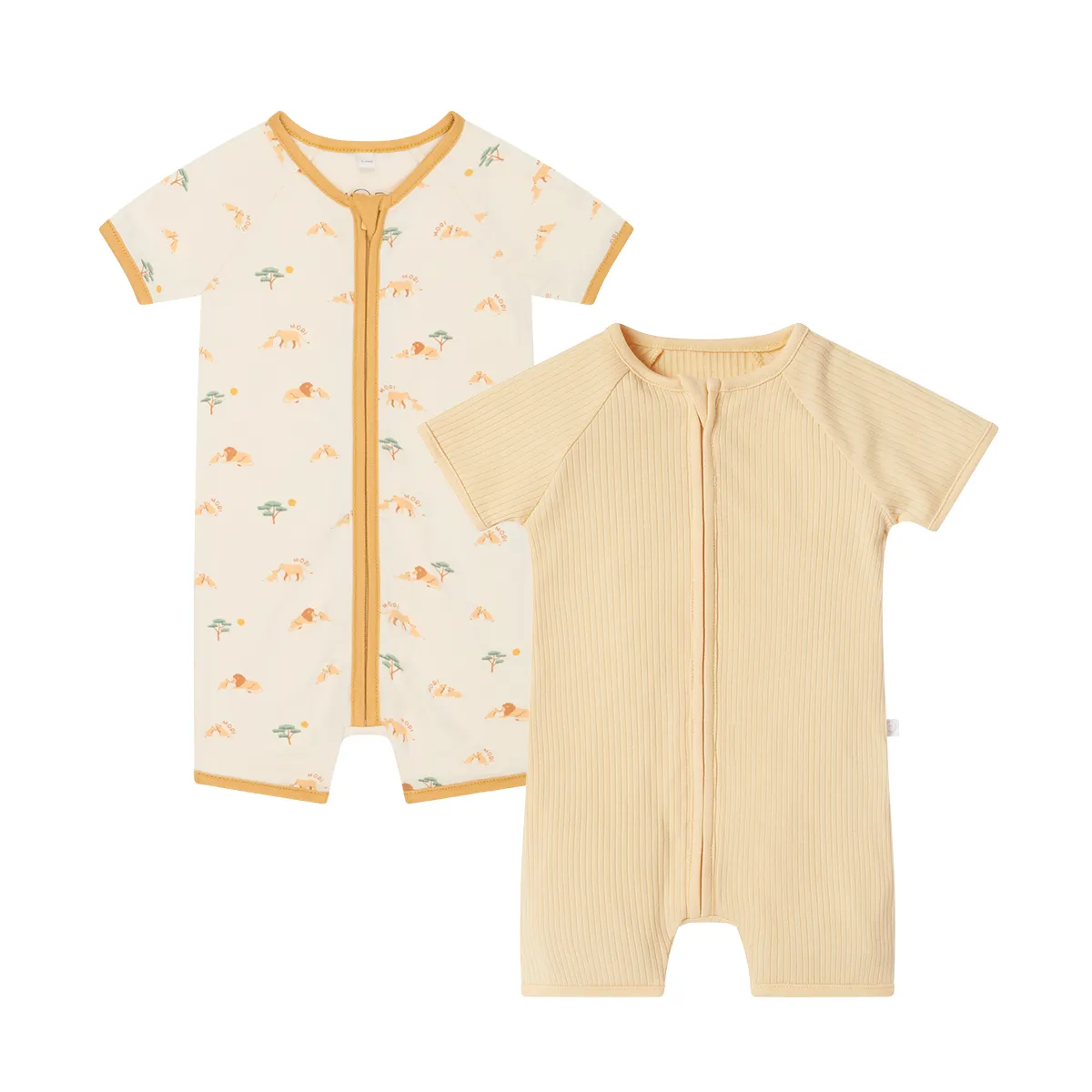 Lion & Ribbed Zip Summer Pajamas 2 Pack