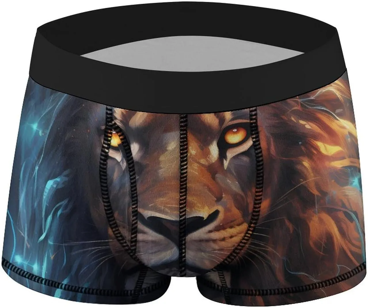 Lion Art Mens Boxer Brief Funny Underwear Trunks Breathable Soft Printed Shorts
