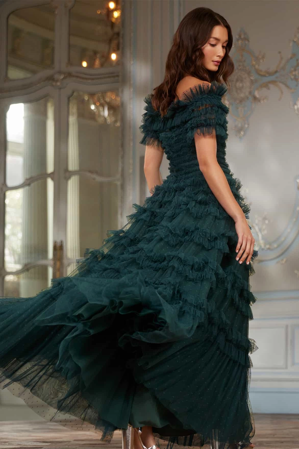 Calm Shine Comfy Shape Lisette Ruffle Off Shoulder Gown