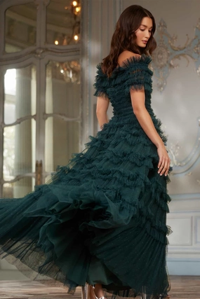 Calm Shine Comfy Shape Lisette Ruffle Off Shoulder Gown