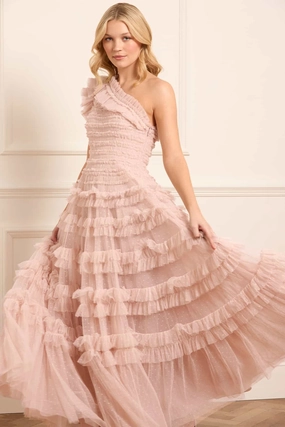 Lisette Ruffle One-Shoulder Gown Minimal Core