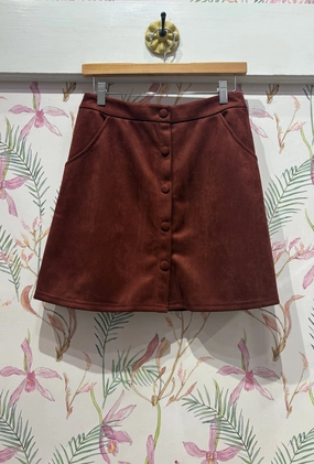 Little Lies Ali Skirt in Wine Smooth Layer Twist Front