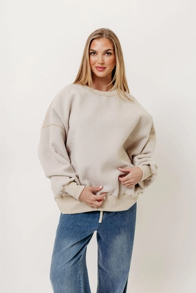 Soft Texture LowProfileZipperSystem Liv Reversible Fleece Sweatshirt in Natural