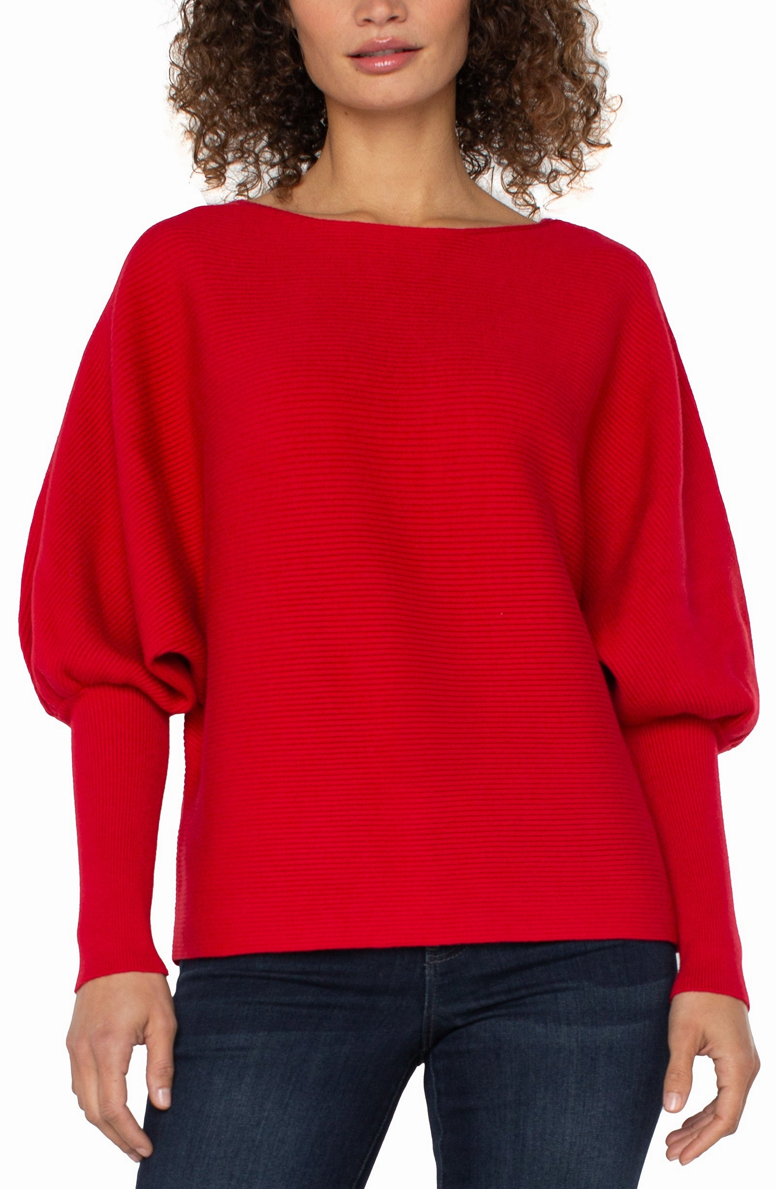 Liverpool Los Angeles Dolman Sweater in Tango Red Casual Jacket