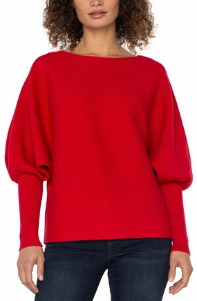 Fashionable Look Petal Sleeve Architecture Liverpool Los Angeles Dolman Sweater in Tango Red