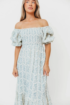 City Friendly Seasonal Essential Livvy 100% Cotton Maxi Dress in Blue Foliage - Bump Friendly & Inclusive Sizing