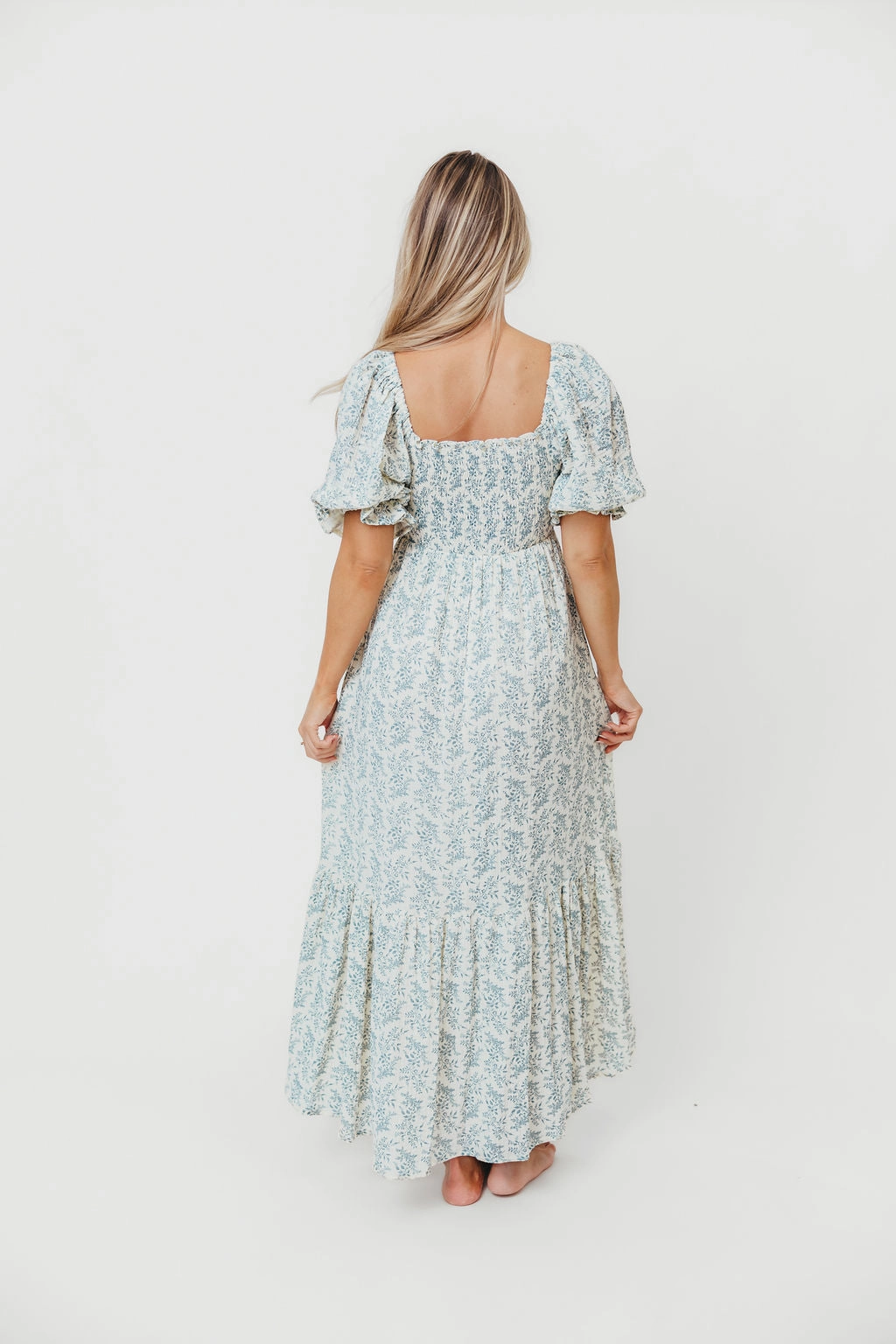 Classic wrap dress Livvy 100% Cotton Maxi Dress in Blue Foliage - Bump Friendly & Inclusive Sizing