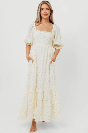 Livvy 100% Cotton Maxi Dress in Petite Blue Floral -Bump Friendly & Inclusive Sizing Refined Stitch Modern Form