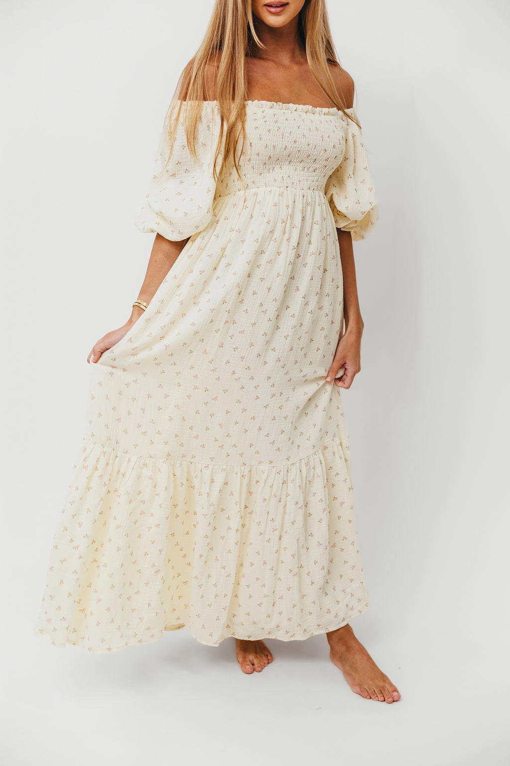 Back-Zip Comfy Shape Livvy 100% Cotton Maxi Dress in Petite Pink Floral - Bump Friendly & Inclusive Sizing