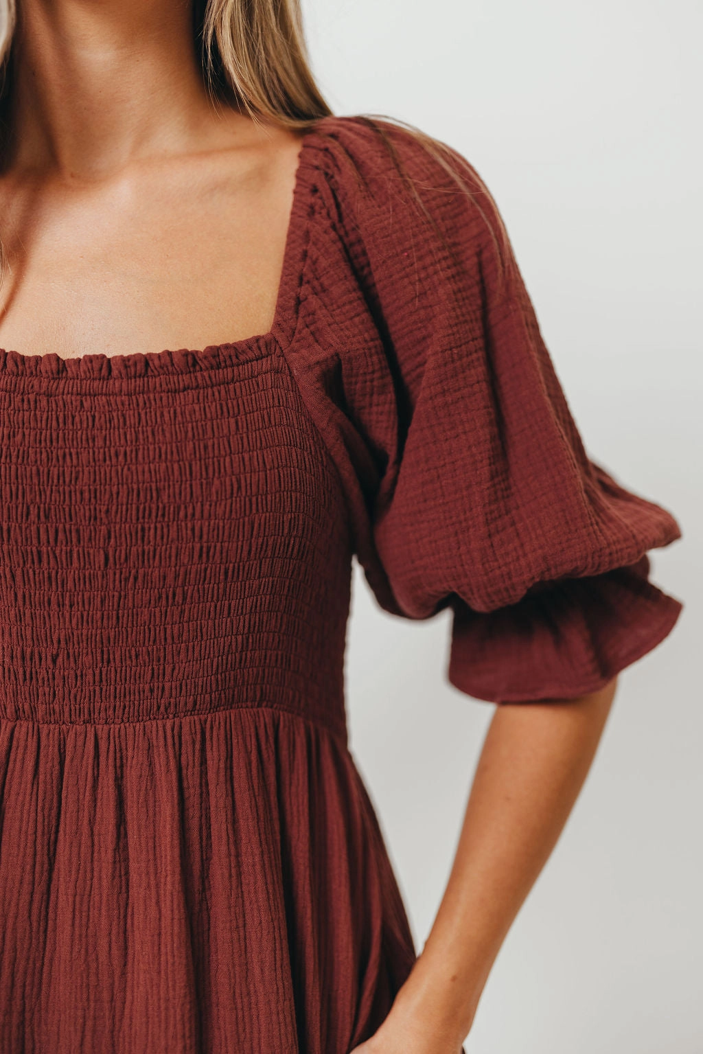 Livvy 100% Cotton Maxi Dress in Rust Brown - Bump Friendly Season Ready