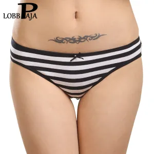 LOBBPAJA Lot 6 pcs Woman Underwear Women Cotton Spandex Briefs Striped Sexy Ladies Panties Low Rise Intimates Lingerie for Women