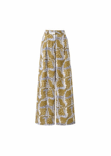Loki Pant in Leo Ocre Recycled Polyester Blend Essential Comfort