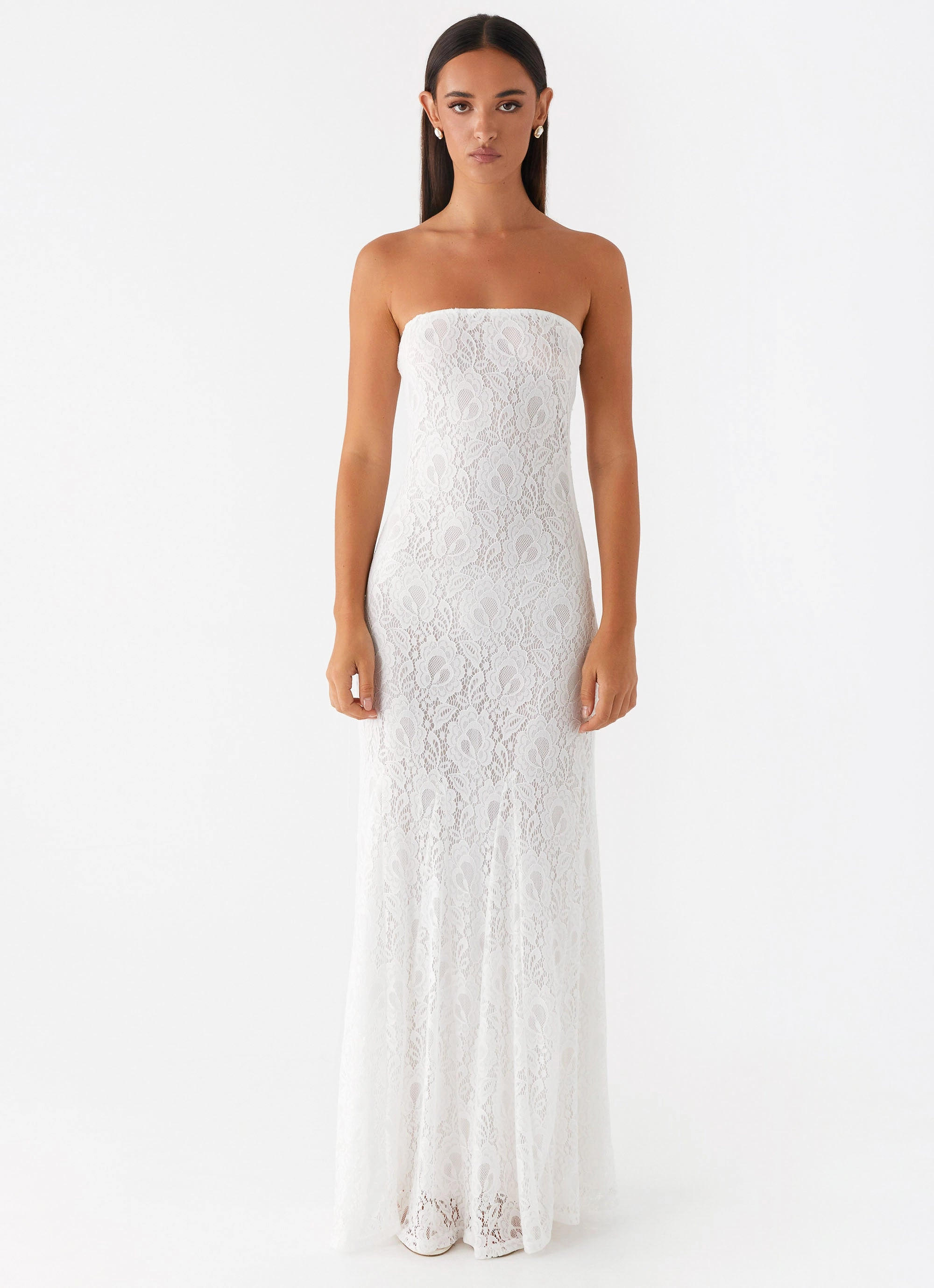 Lolita Lace Maxi Dress - Ivory Crisp Texture Fall Mood