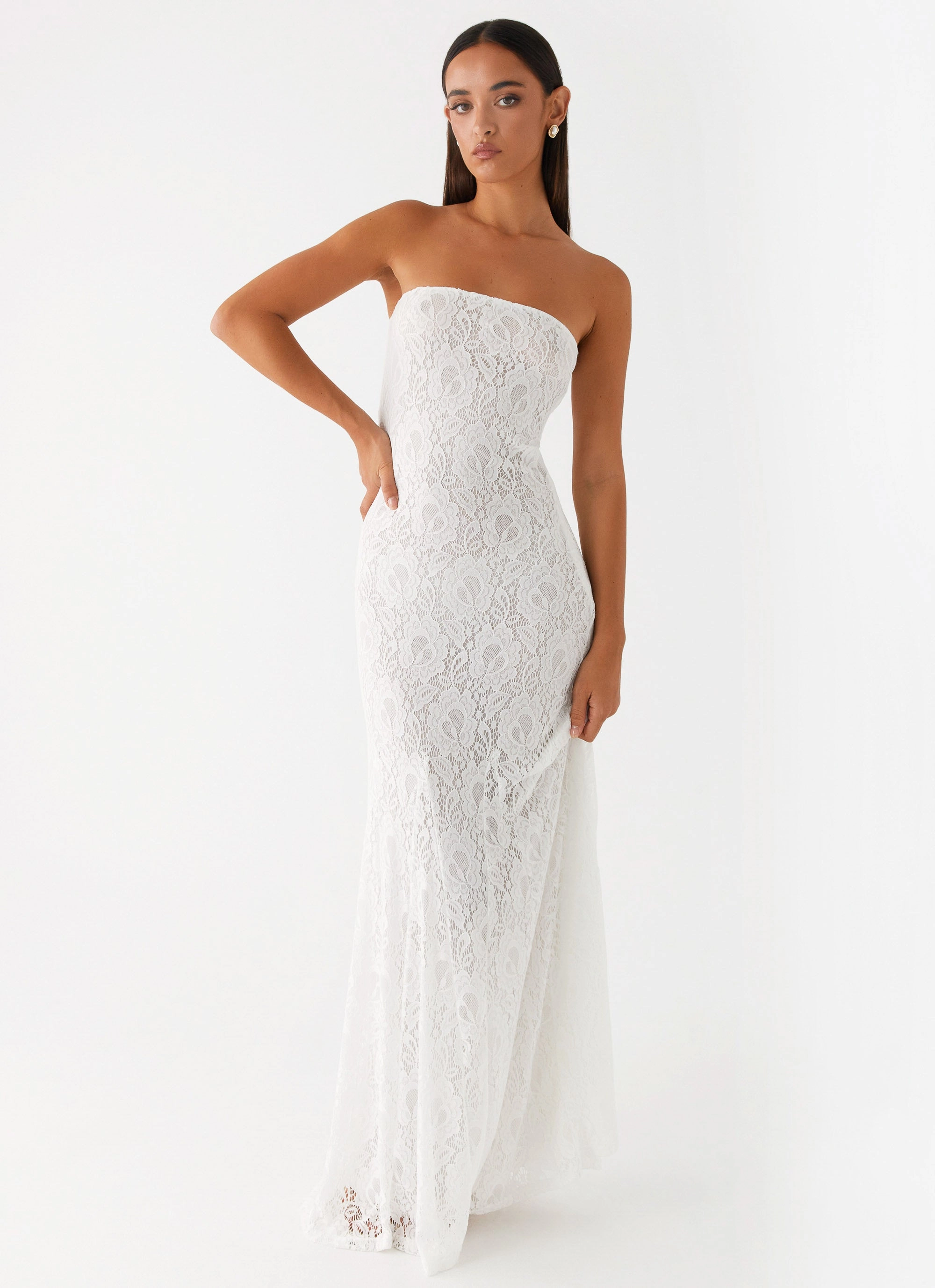 Lolita Lace Maxi Dress - Ivory Removable-Straps Walk Easy