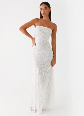 Lolita Lace Maxi Dress - Ivory Removable-Straps Walk Easy