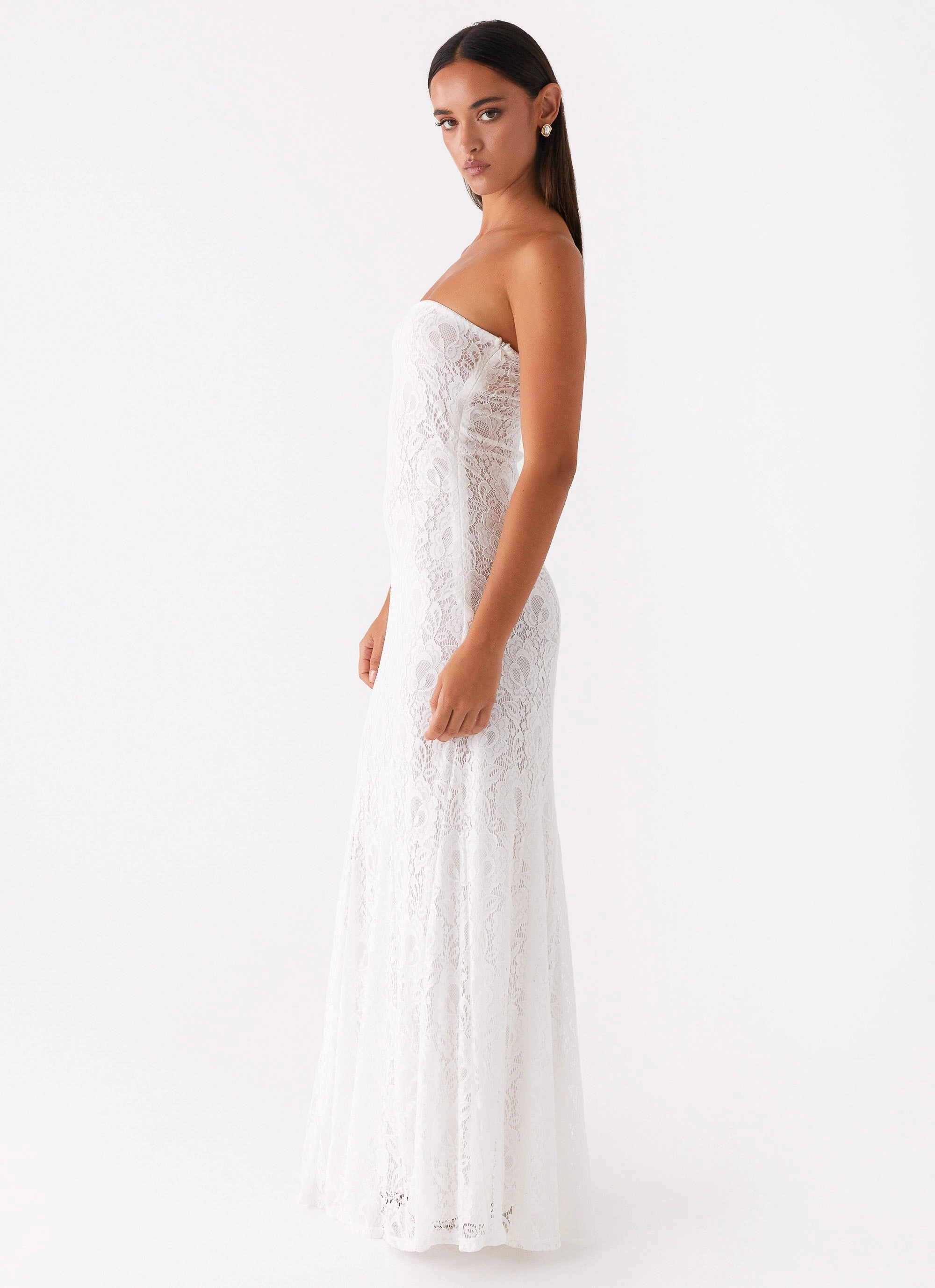 Cozy Texture Simple Spirit Lolita Lace Maxi Dress - Ivory