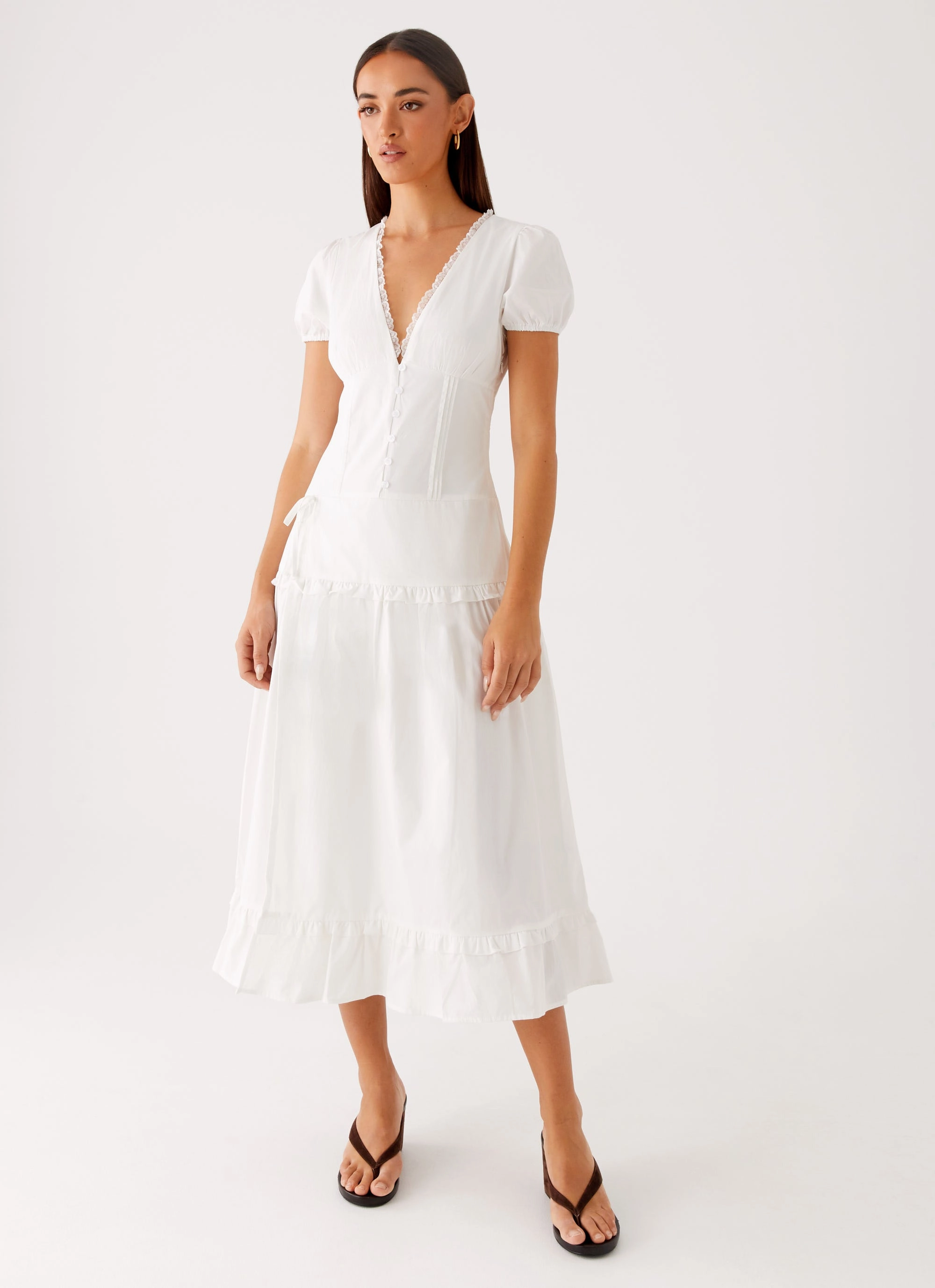 London Midi Dress - White Moment Glow Cool Tone
