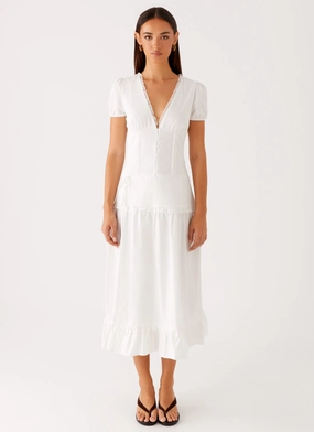 London Midi Dress - White Body Flow Street Motion
